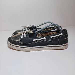 VANS Size 7.5 Black Round Toe Boat Shoes Synthetic Wmn Abby see pictures for ref